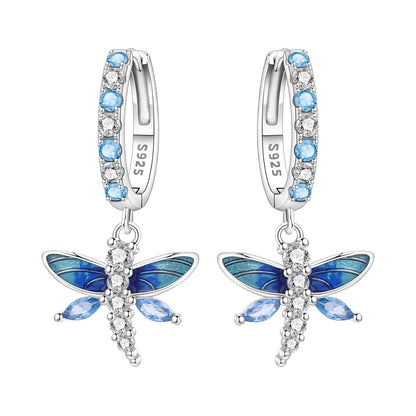 Iris Flower Sterling Silver Drop Earrings