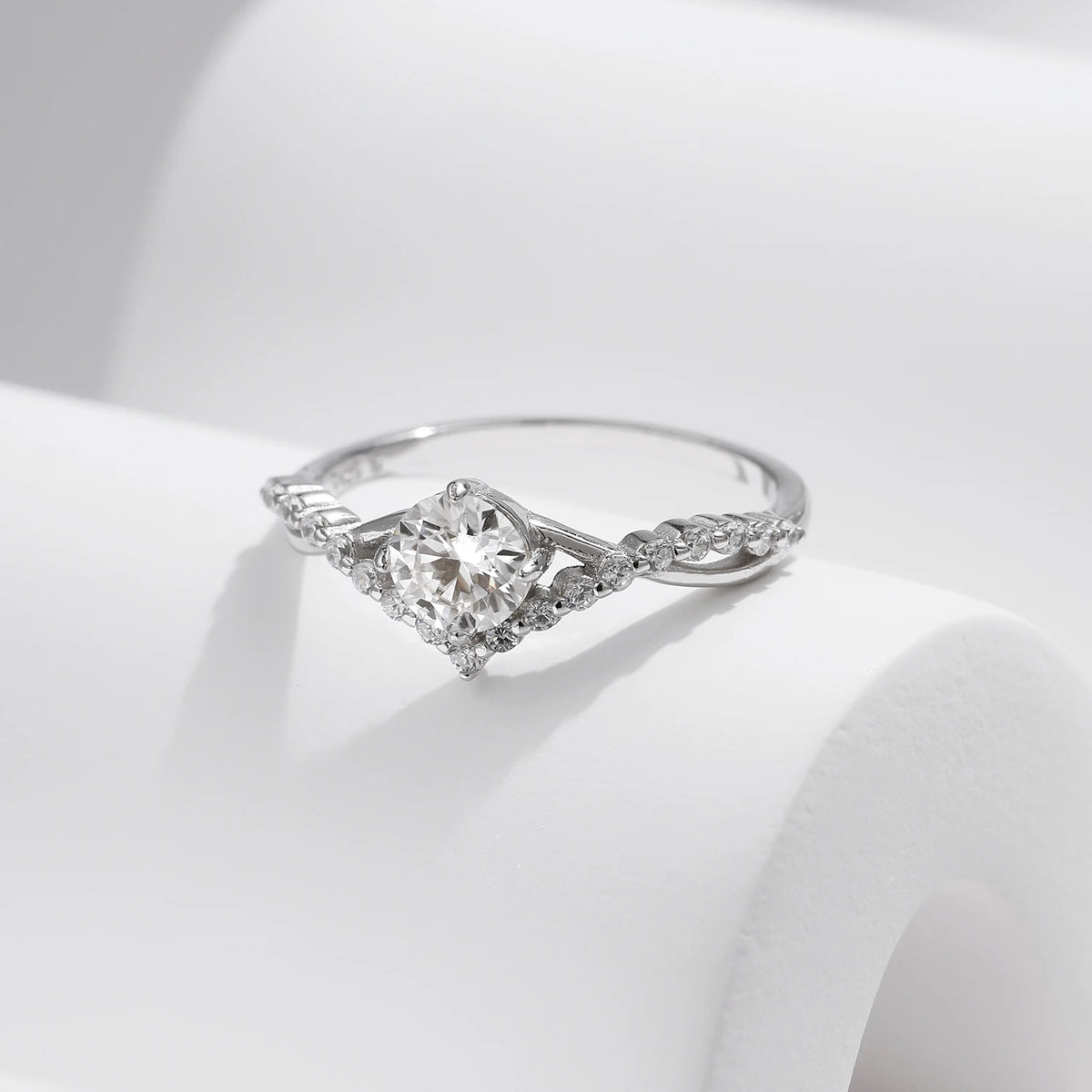Crown Accent Moissanite Ring