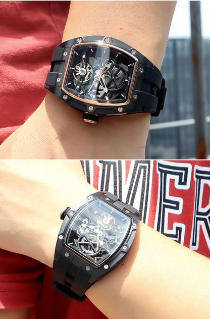 MEGIR 2242 Blue Skeleton Automatic Watch