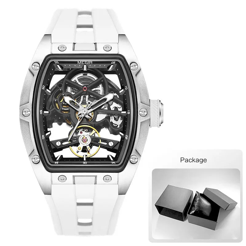 MEGIR 2242 Blue Skeleton Automatic Watch