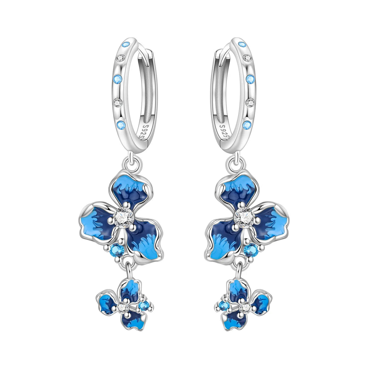 Purple Iris S925 Hoop Earrings
