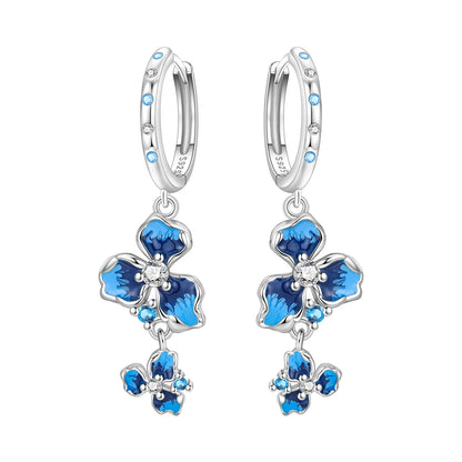 Purple Iris S925 Hoop Earrings
