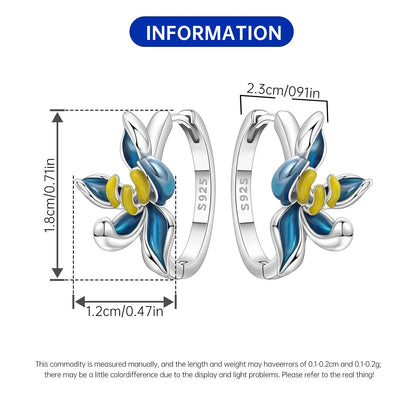 Purple Iris S925 Hoop Earrings