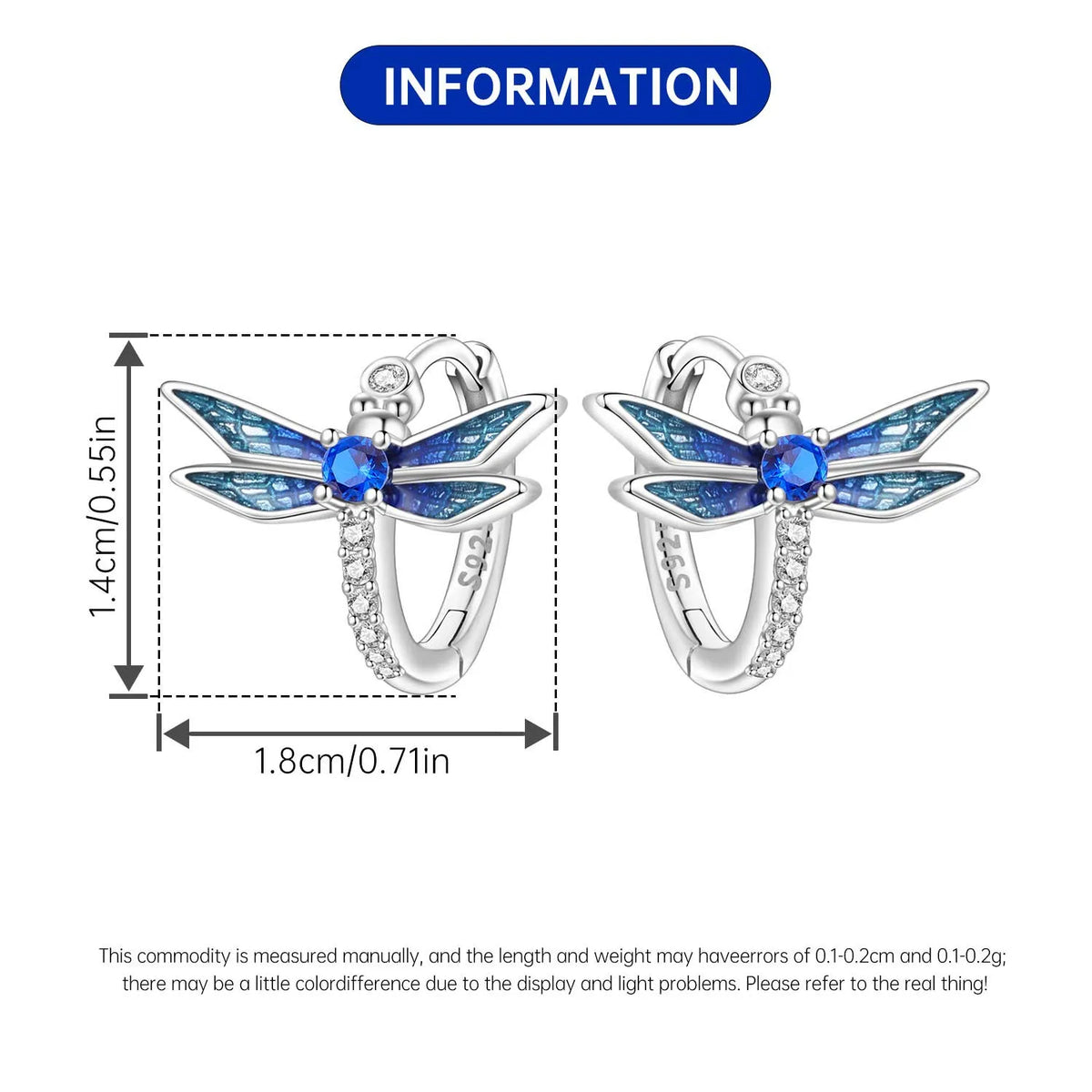 Blue Butterfly Sterling Silver Drop Earrings