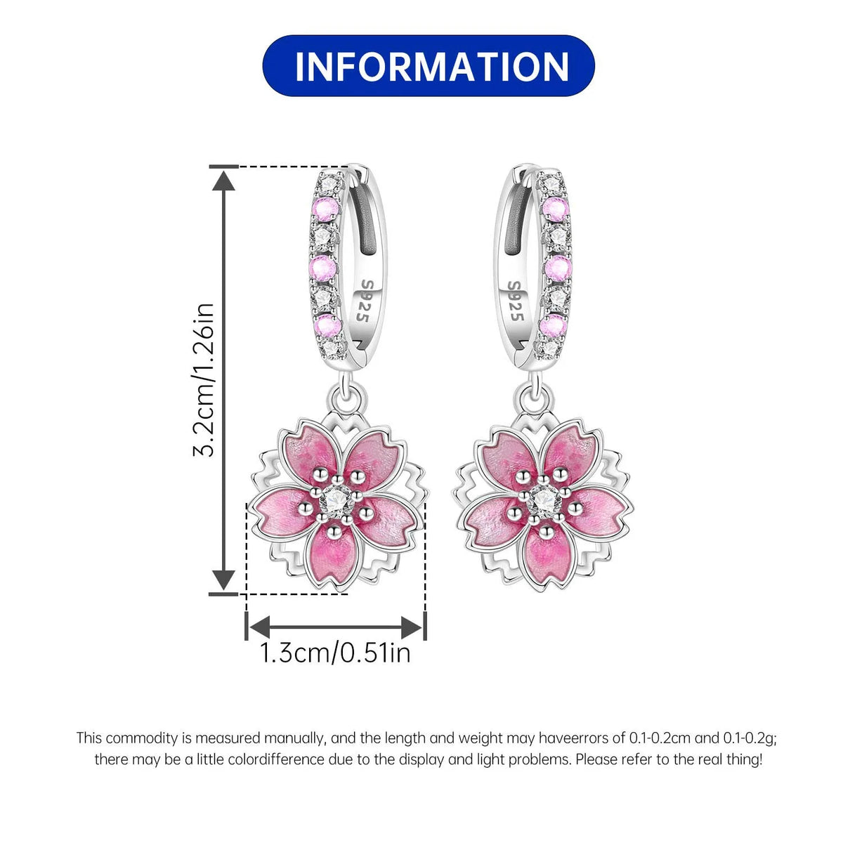 Iris Flower Sterling Silver Drop Earrings