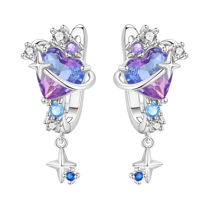 Purple Clover Sterling Silver Drop Earrings